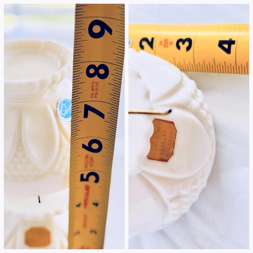 IMPERIAL Vintage Glass Hobnail Tulip & Cane White Milk Glass Mini Oil Lamp